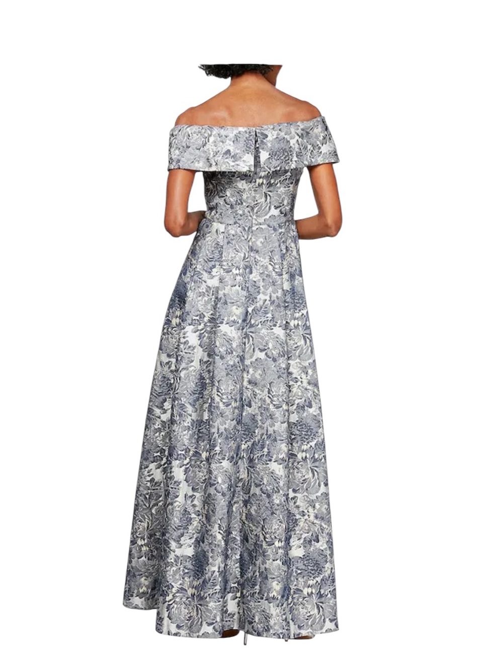 Alex Evenings Jaquard Short Sleeve Off Shoulder Gown NWT - Picture 5 of 15
